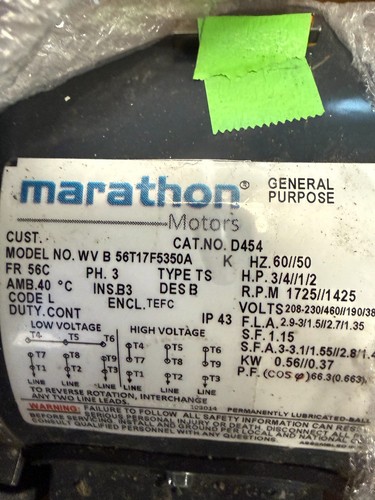 Marathon electric motor with - marathon,