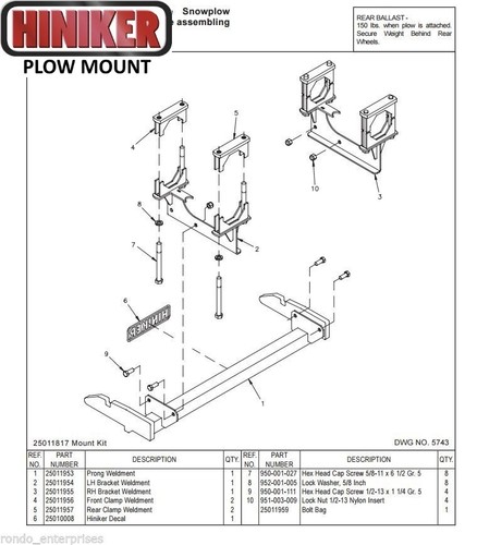 Hiniker snowplow mount dodge - snowplow, 4