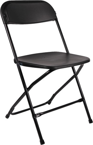 Black plastic folding chair - black,