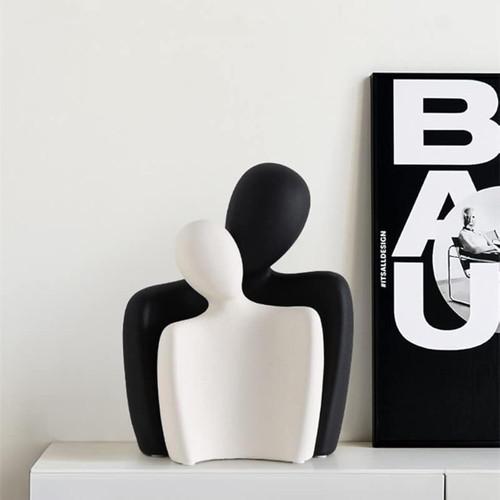 Ceramic hugging couple statue - couple,