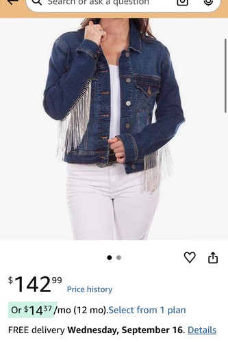 Scully denim rhinestone fringe - rhinestone,