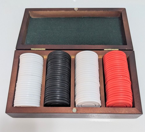 Vintage poker chip set - vintage, wood