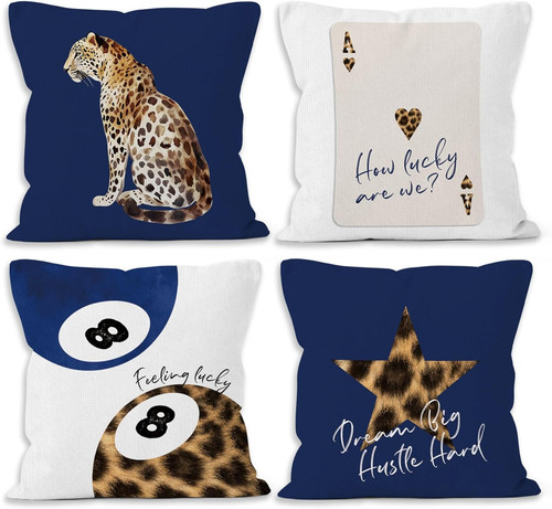 Navy blue cheetah - navy, pillow