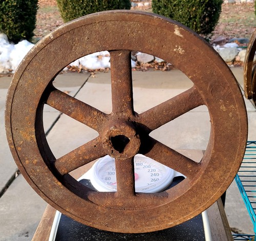 Antique cast iron flywheel - cast,