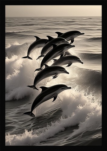 Ocean dolphin framed wall - ocean,