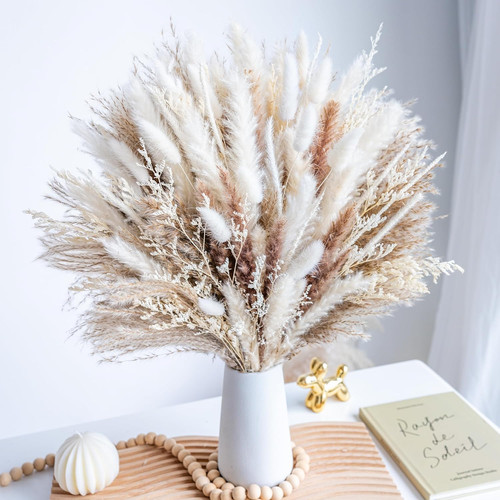 96pcs natural dried pampas - natural,