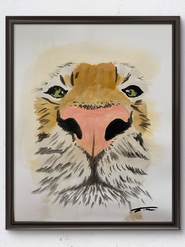 Tiger close acrylic - close-up,