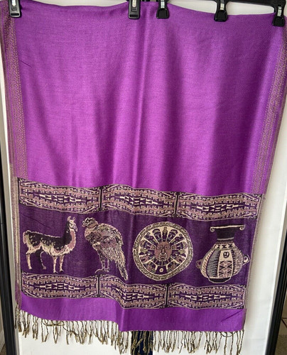 Purple gold scarf shawl - shawl, wrap