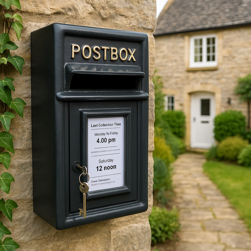 Classic post box black wall - box,
