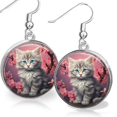 Siberian cat earrings kitten - siberian,