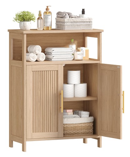 Fluted bathroom storage - bathroom,