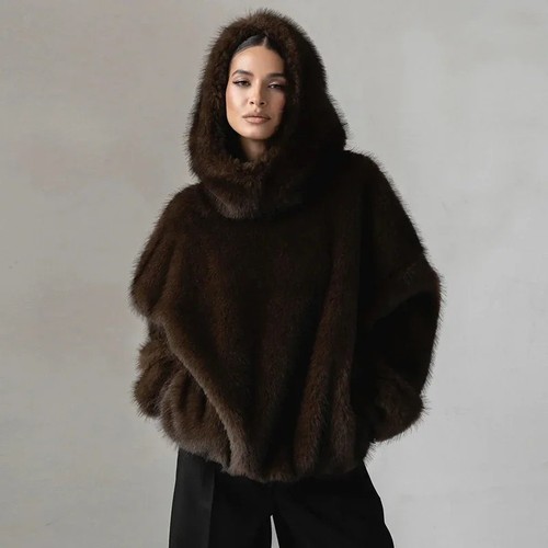 Women brown vegan fur - brown,