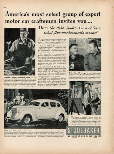 1938 studebaker america car - studebaker, america's