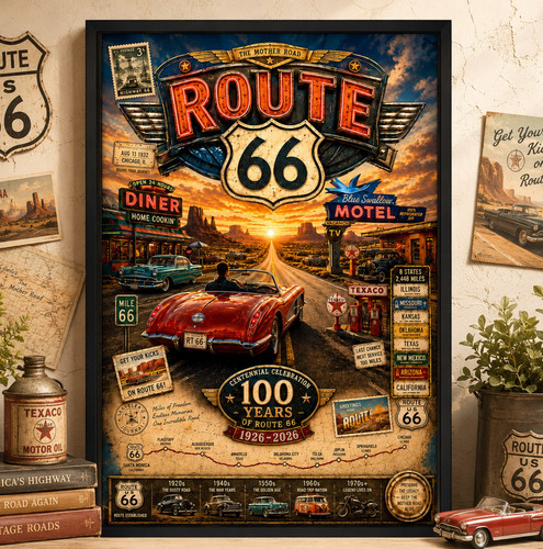 Route poster - route, 66