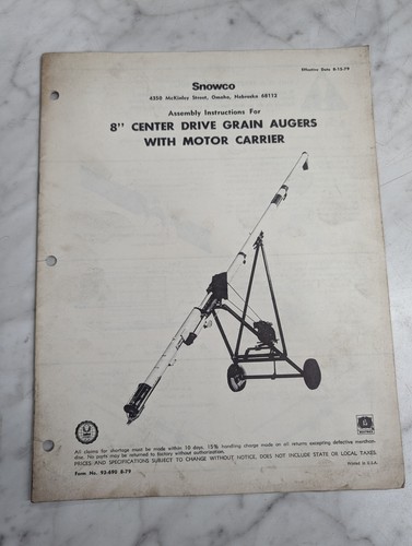 Snowco center drive grain - snowco, 8”