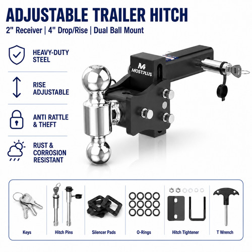 Adjustable trailer tow hitch - adjustable,