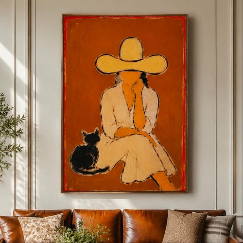 Earthy ochre girl - earthy, sitting