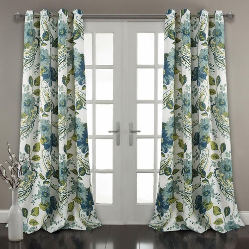 Set blue teal green floral - set,