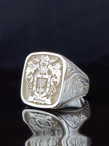 Engraved silver signet - silver,