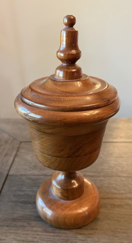 Vintage wooden lidded pedestal - vintage,