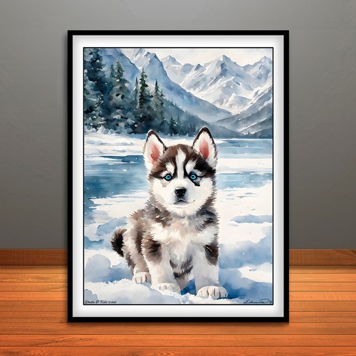 Siberian husky puppy print - puppy,