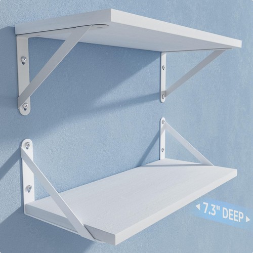 White wood wall - shelves, 7.3