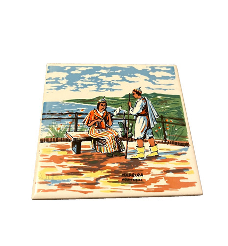 Hand painted ceramic tile - ceramic,