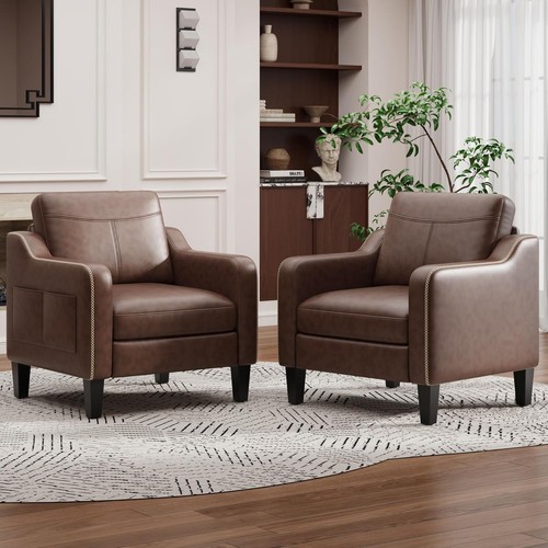 Leather accent chair set - pu,