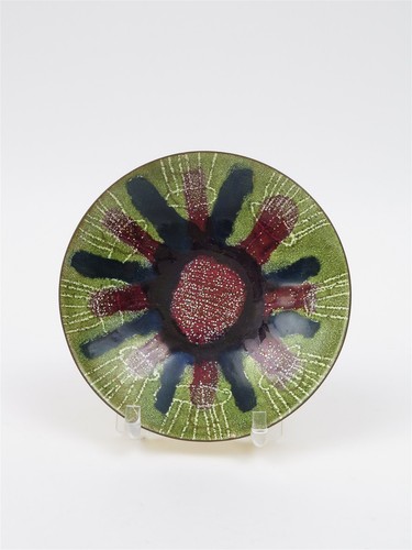 Enamel copper art dish - copper,