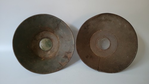 Pair antique primitive tin - antique,