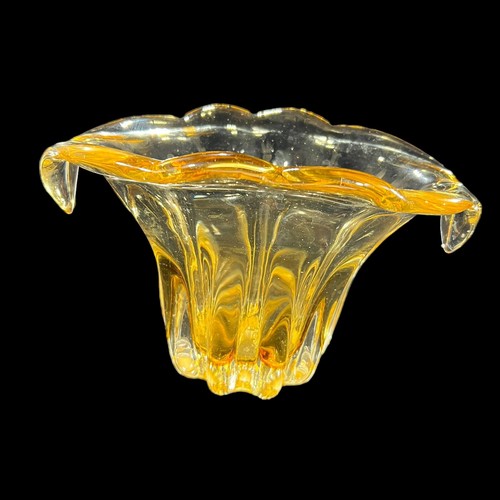 Vtg hand blown waterfall - vtg, vase