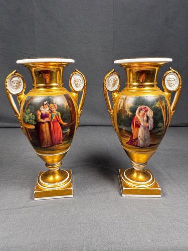 Antique french urn vases pair - antique,
