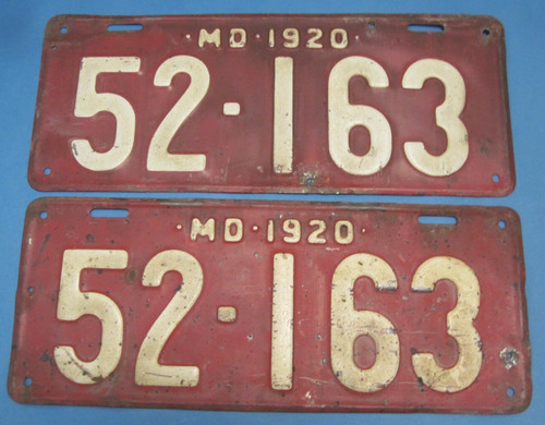 1920 maryland license plates - 1920,