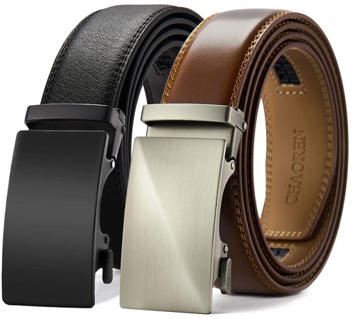 Leather ratchet belt - "leather, men