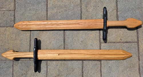 Pair wooden swords solid oak - swords,