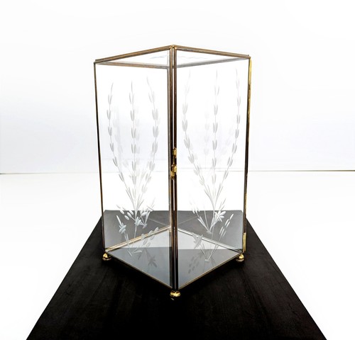 Vintage brass glass display - vintage,