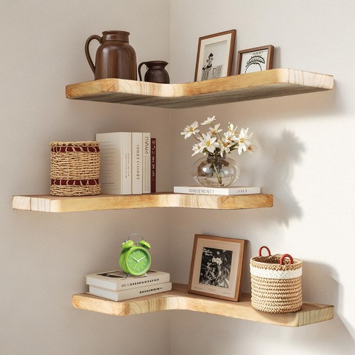 Wood floating corner shelf - wood,