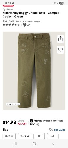 Kids varsity baggy chino pants - baggy,