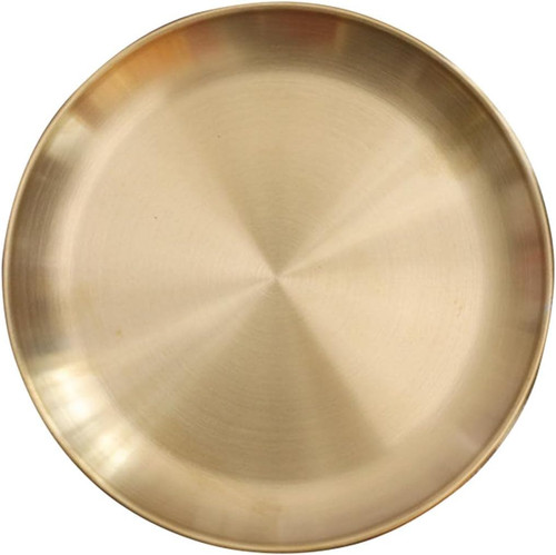 Round brass tray - round, gold