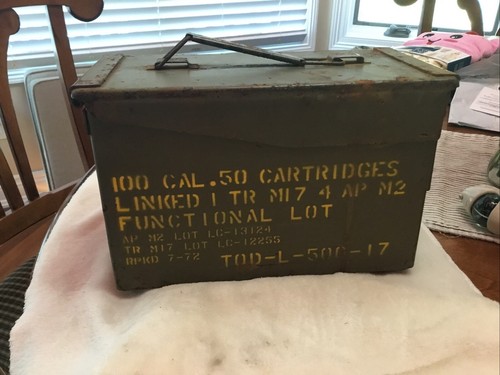 Vtg military ammo metal - metal, box