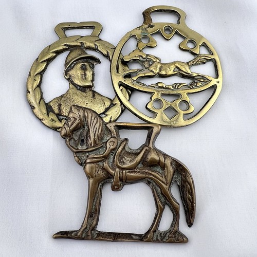 Brass horse medallion lot - of, 3