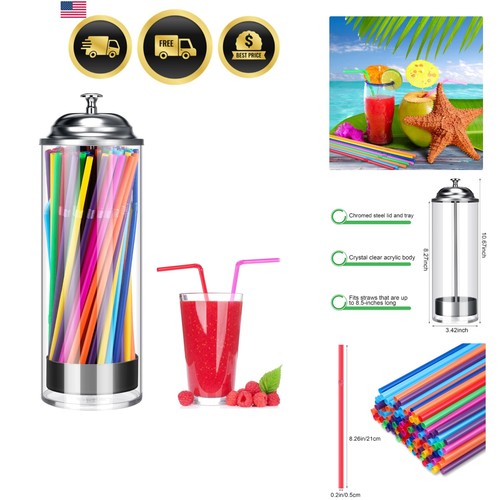 Straw holder dispenser and - straw,