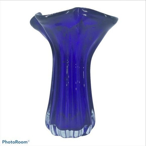 Cobalt blue art glass vase - art,