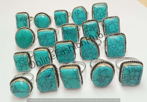 Turquoise gemstone rings lot - turquoise,