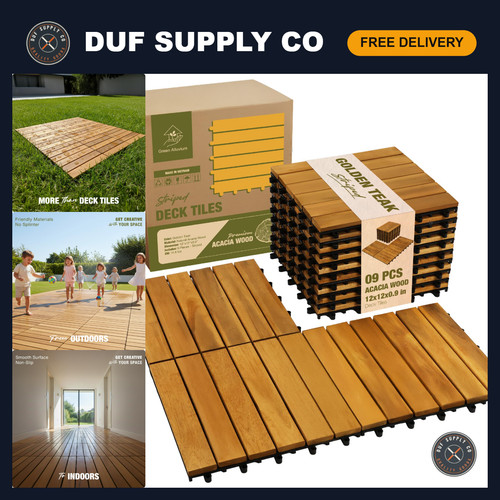 Interlocking acacia wood deck - wood,