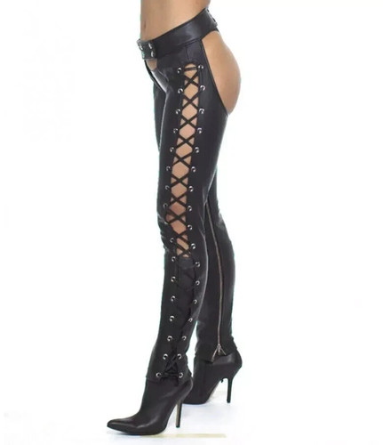 Women black leather - leather, chaps