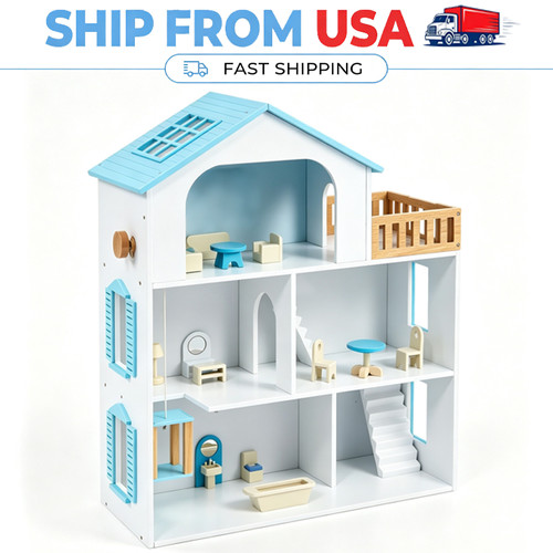 Kids wooden pretend play house - wooden,