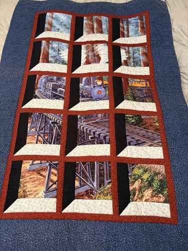 Twin patchwork quilt train - patchwork,