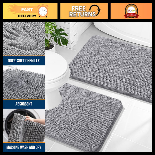 Soft chenille bathroom - rug, set