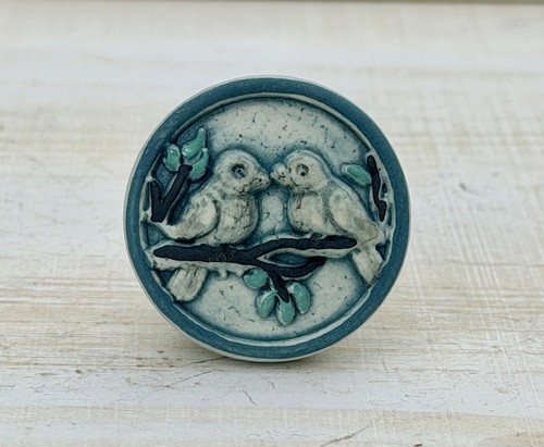 Blue white ceramic birds - blue, on